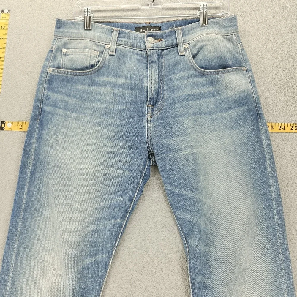 7 For All Mankind Jeans Mens 31x32 Blue Adrien Slim Tapered Light Wash Stretch